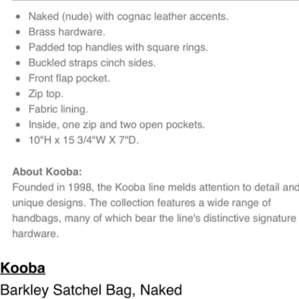 Kooba Leather Barkley Satchel in 'Naked'